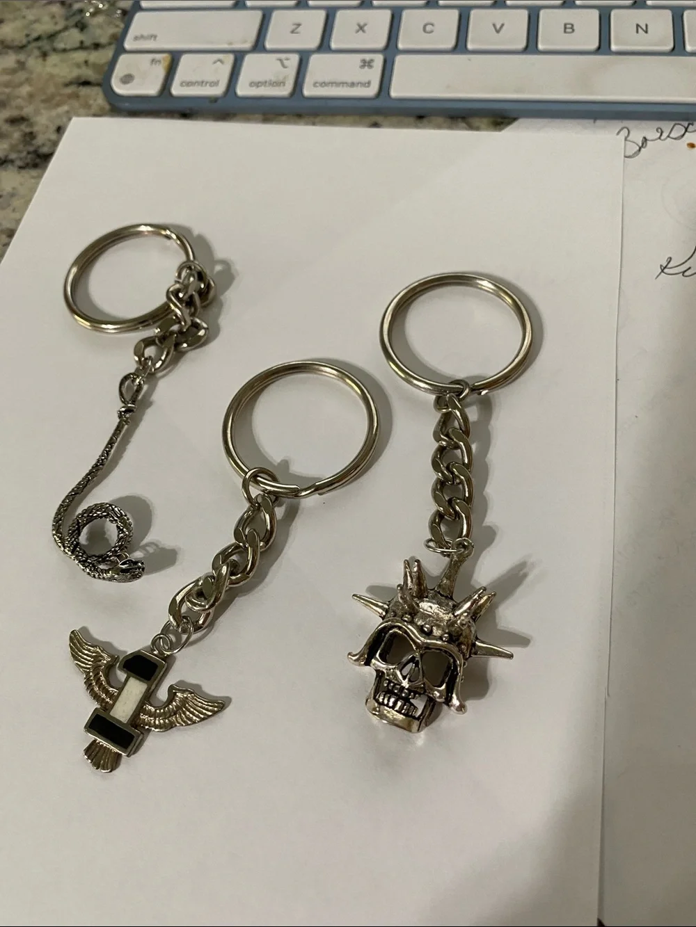 Silver Skull Spike Key Ring - Men Accessories Key & Card Holders